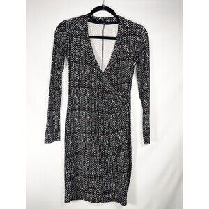 Gap V Neck Faux Wrap Dress Black White Plaid Multicolor White Polka Dots Size XS